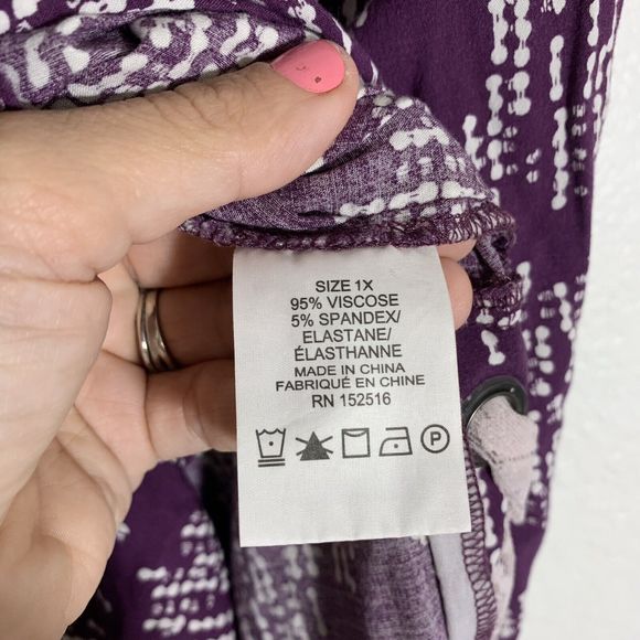 Prescott New York Purple Button Scrunchy Sleeve Blouse Plus Size 1X Women’s - Picture 8 of 11